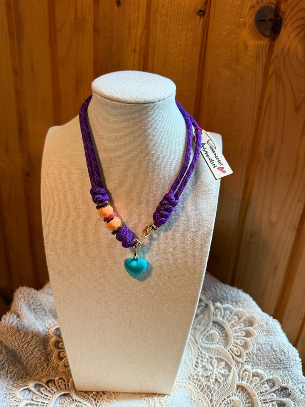 Roxanne Assoulin Happy Cord Necklace with Heart Charm